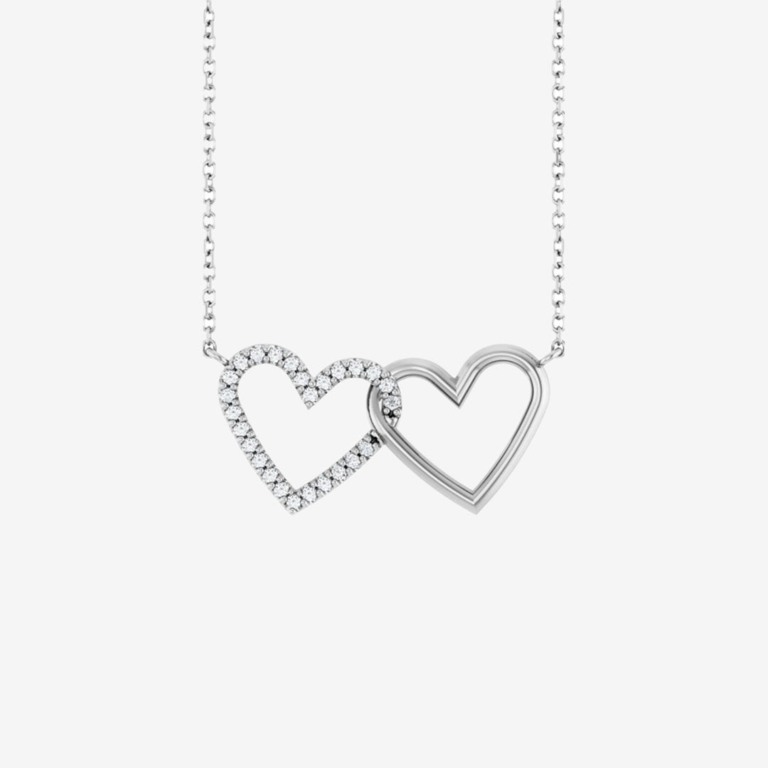 Petite Double Interlocking Heart  Necklace