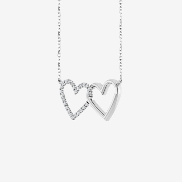 Petite Double Interlocking Heart  Necklace