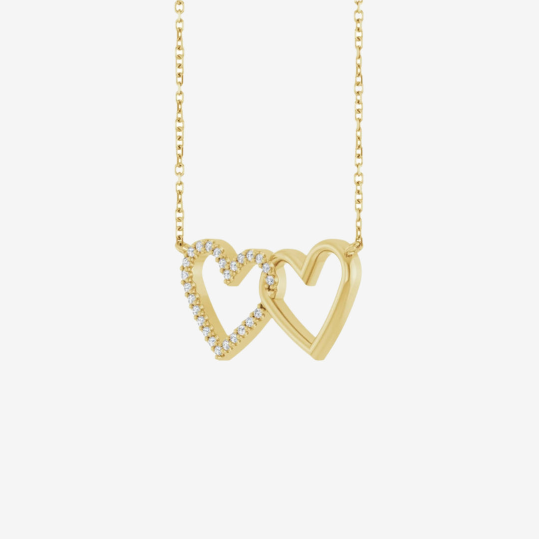 Petite Double Interlocking Heart  Necklace