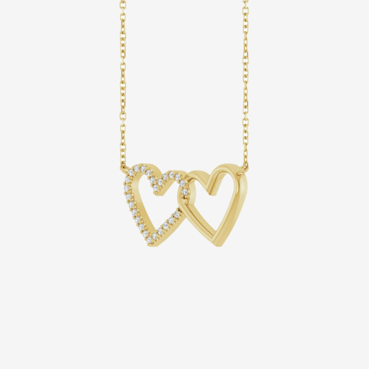 Petite Double Interlocking Heart  Necklace