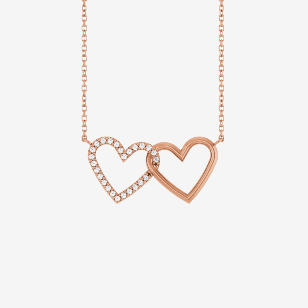 Petite Double Interlocking Heart  Necklace