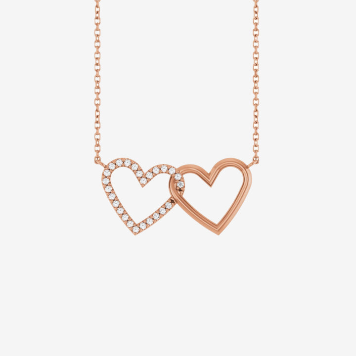 Petite Double Interlocking Heart  Necklace