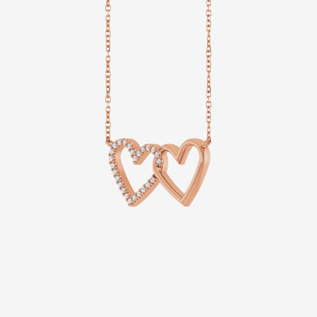 Petite Double Interlocking Heart  Necklace