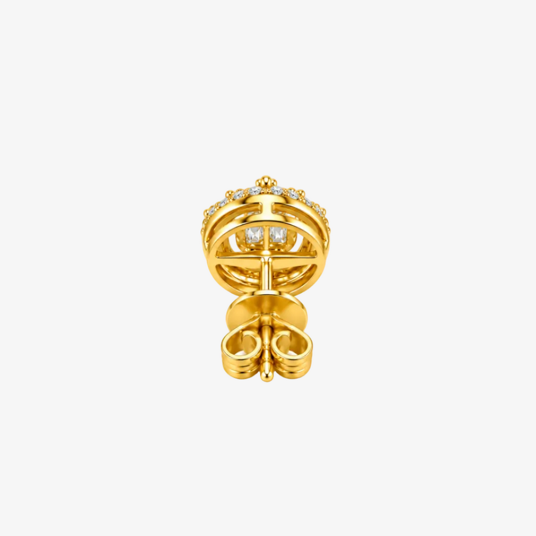 18K Yellow Gold Natural Diamond Round Stud Earrings