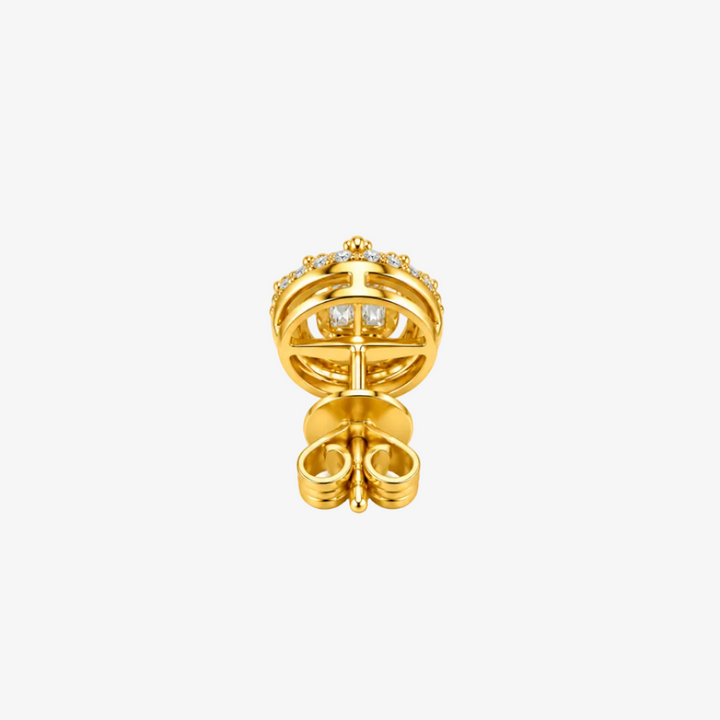 18K Yellow Gold Natural Diamond Round Stud Earrings
