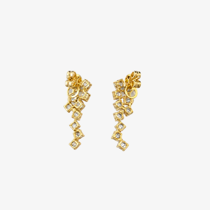 18K Yellow Gold Natural Diamond Drop Earrings