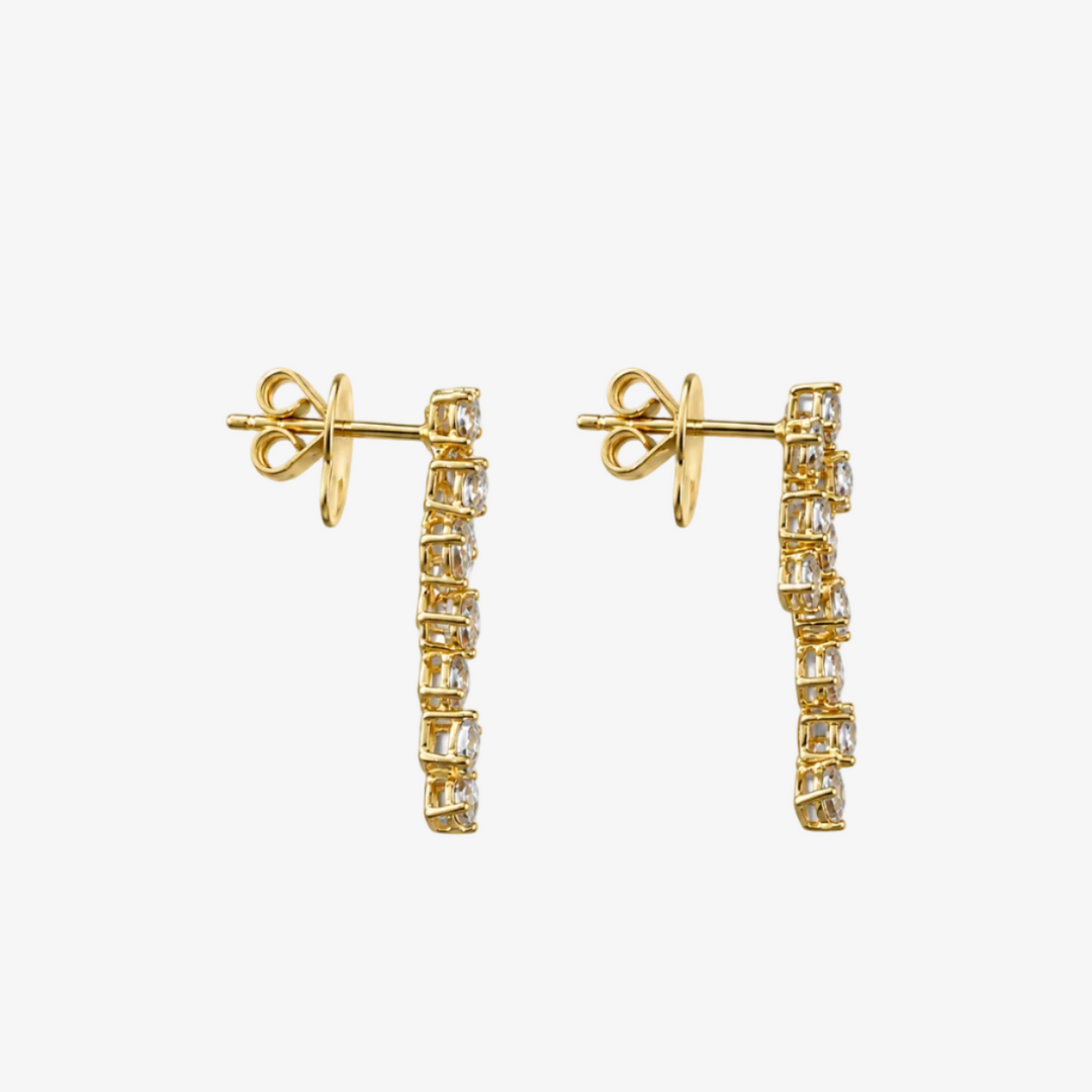 18K Yellow Gold Natural Diamond Drop Earrings