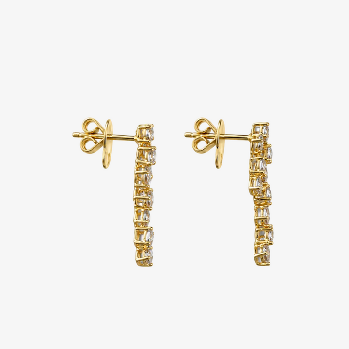 18K Yellow Gold Natural Diamond Drop Earrings
