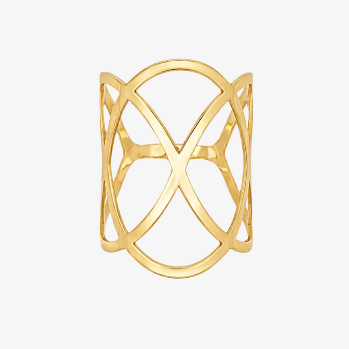 Anel oval entrelaçado em ouro 18k