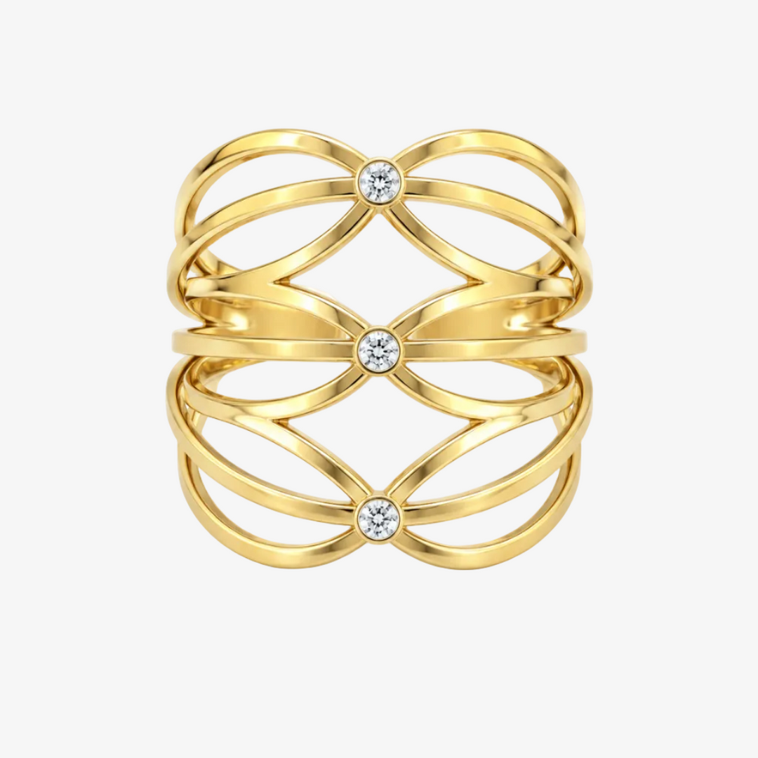 18k Gold Interlaced Diamond Ring
