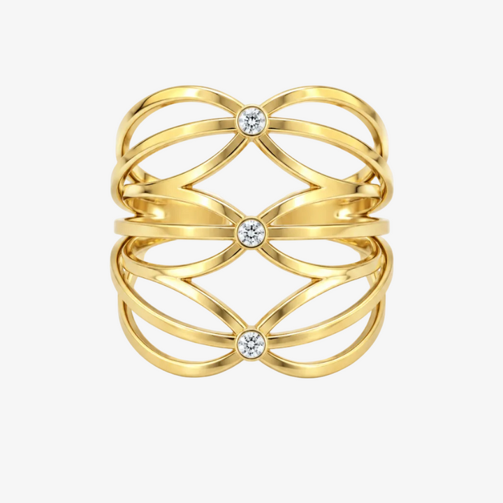 18k Gold Interlaced Diamond Ring