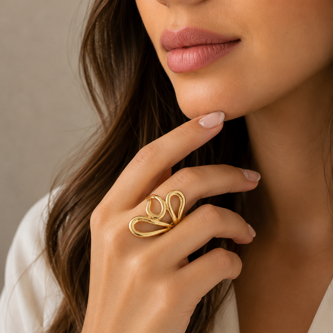 Anel Contorno em Ouro 18k