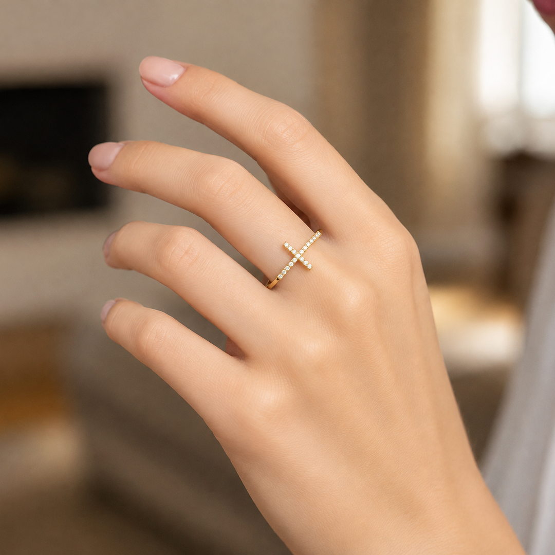 Cross Ring Lab Grown Diamonds