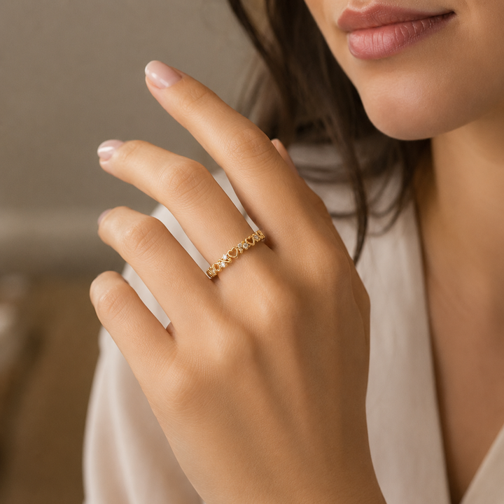 Natural Diamond Heart Anniversary Band