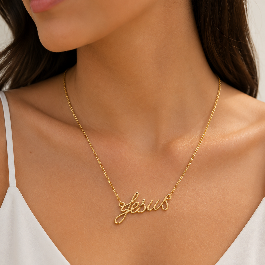 18k Yellow Gold Jesus Necklace