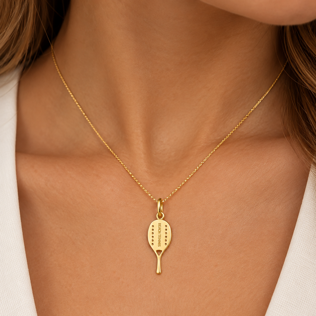 18K Yellow Gold Tennis Racket Pendant