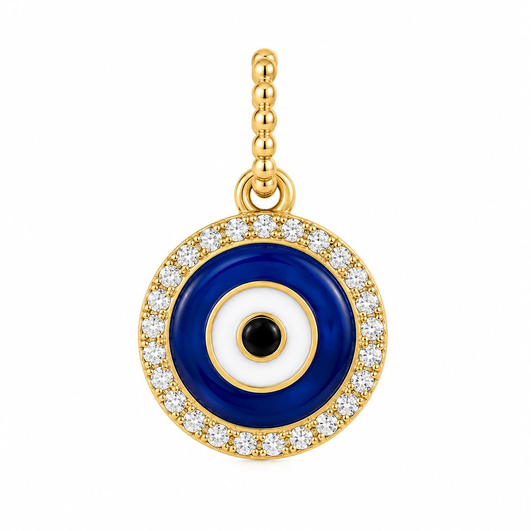 14K Yellow Gold Greek Eye Diamond Pendant