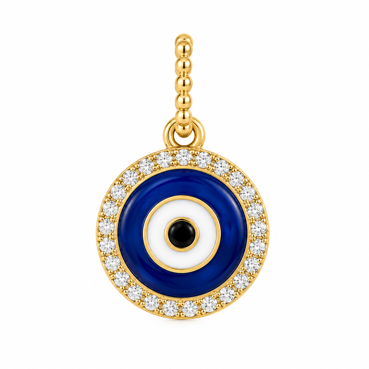 14K Yellow Gold Greek Eye Diamond Pendant