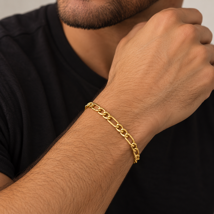 18K Yellow Gold Figaro Link Bracelet