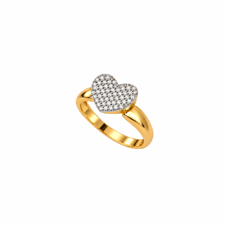 18K Yellow Gold Heart Ring