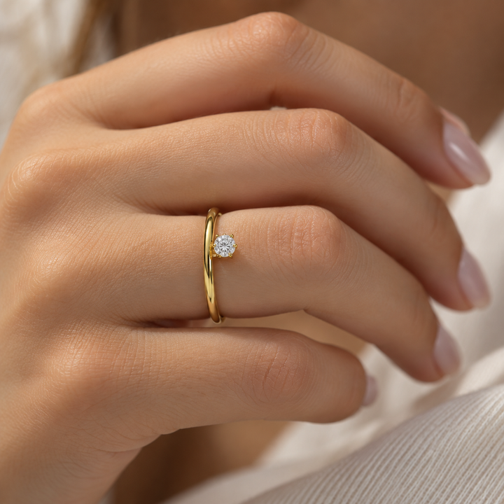 18K Yellow Gold Lab Diamond Solitaire Ring