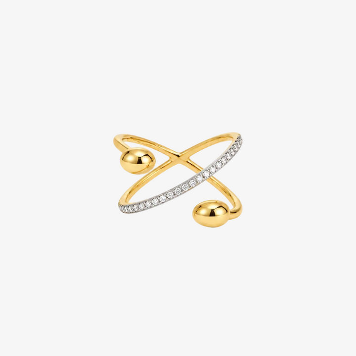 18k Yellow Gold Natural Diamond Atom Ring