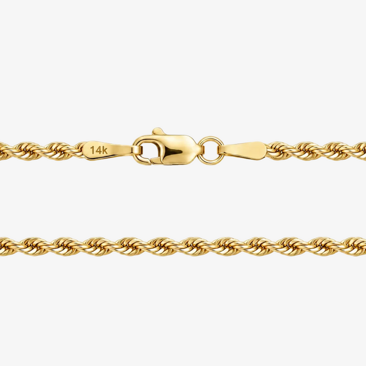 14k Yellow Gold Crucifix Rope Chain Necklace