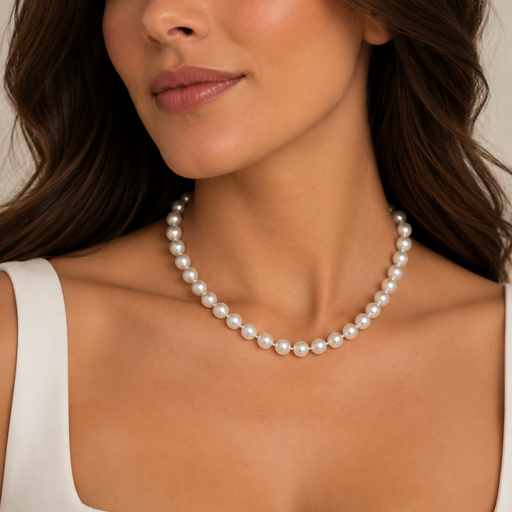 Collar de perlas blancas cultivadas de agua dulce