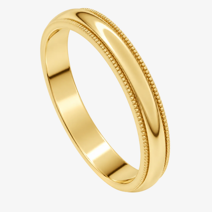 14k Yellow Gold Milgrain Wedding Band