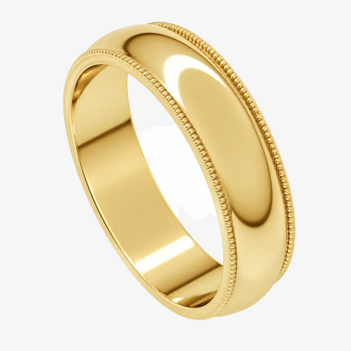 14k Yellow Gold 5mm Milgrain Wedding Band