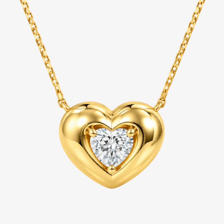 18K Yellow Gold Natural Diamond Heart Necklace