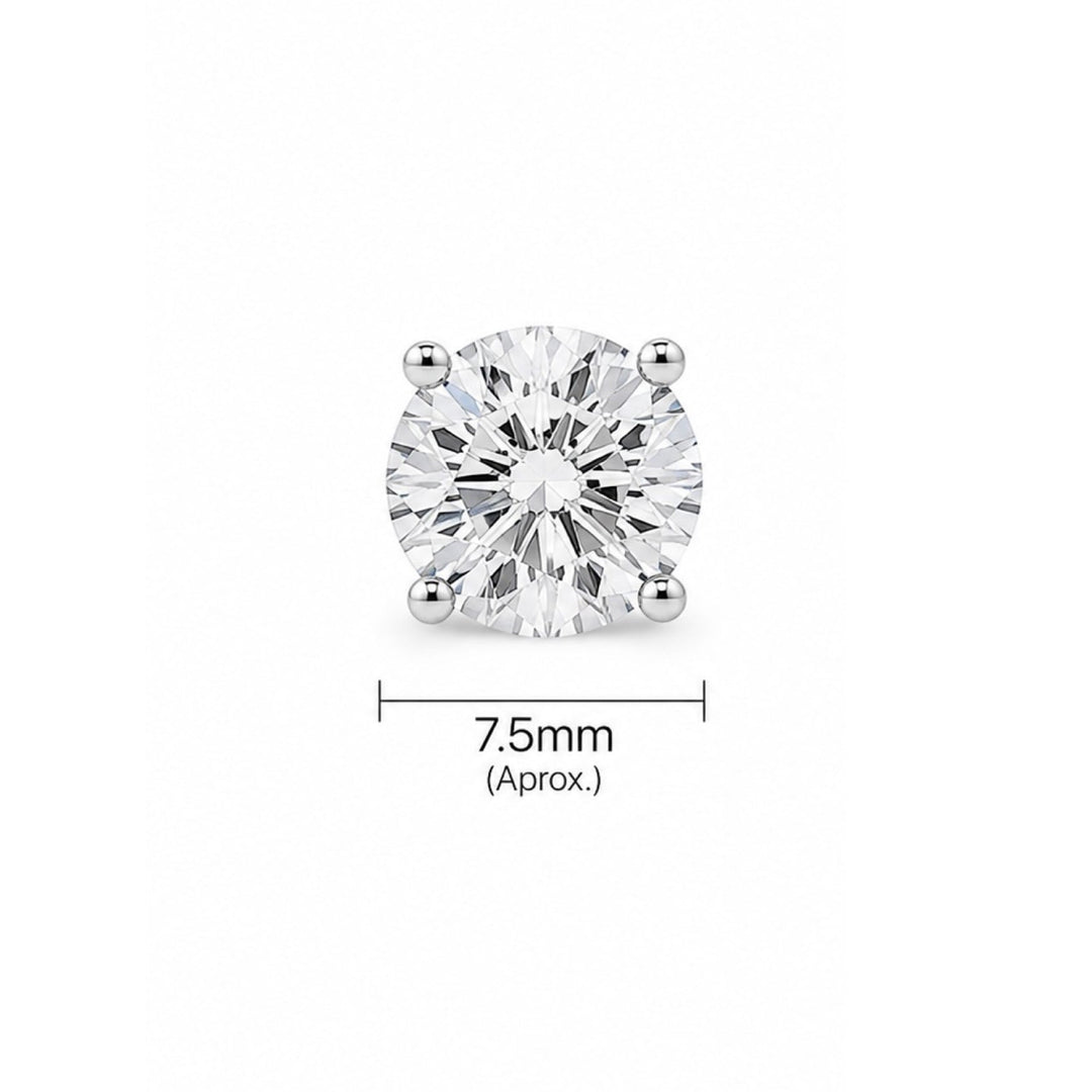 18k white gold 3 ctw Round Colorless Lab Grown Diamond Certified Stud Earrings, E, VS1 | IGI Certified