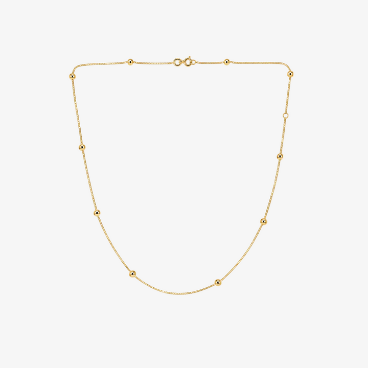 Collar de bolas de oro de 18 quilates - Tamaño: 16,7 pulgadas - Colgante: 10 bolas de 3,0 mm - Metal: Oro amarillo de 18 quilates