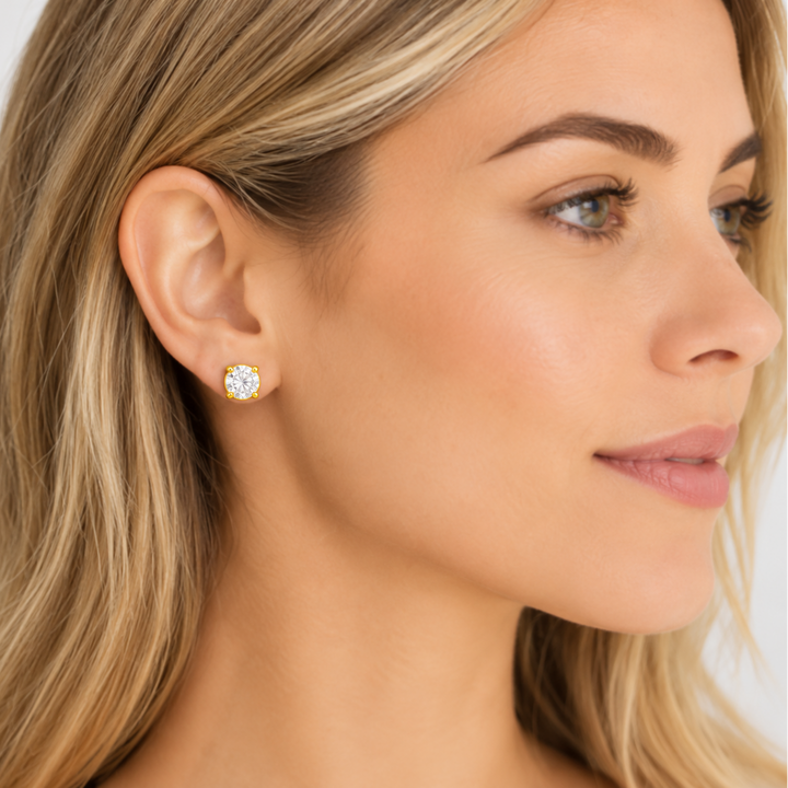 5 ctw Round Colorless Lab Grown Diamond Certified Stud Earrings, E, VS1 | IGI Certified