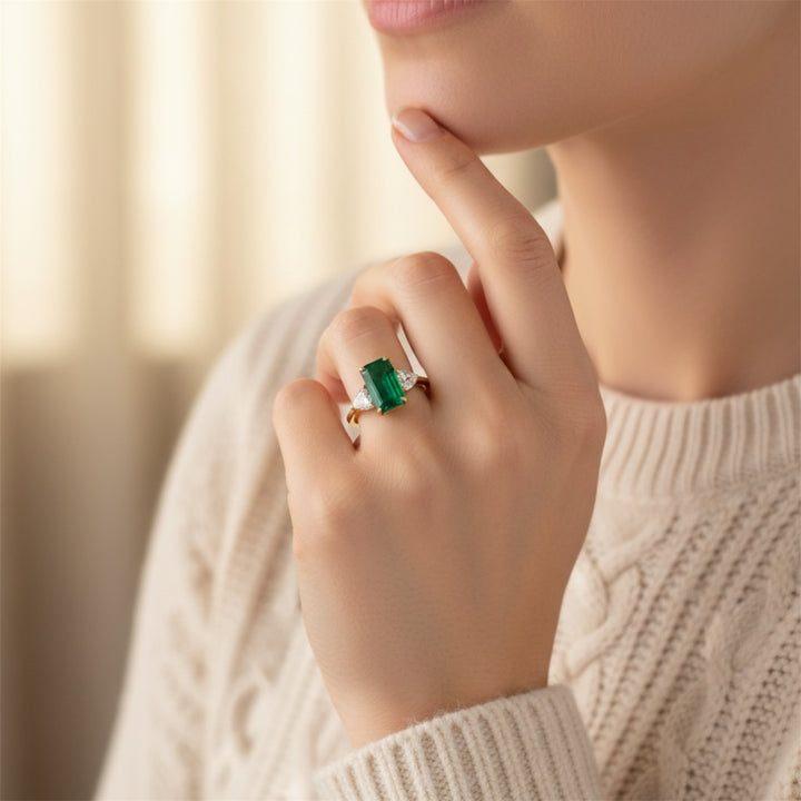 Natural Emerald Gold Ring