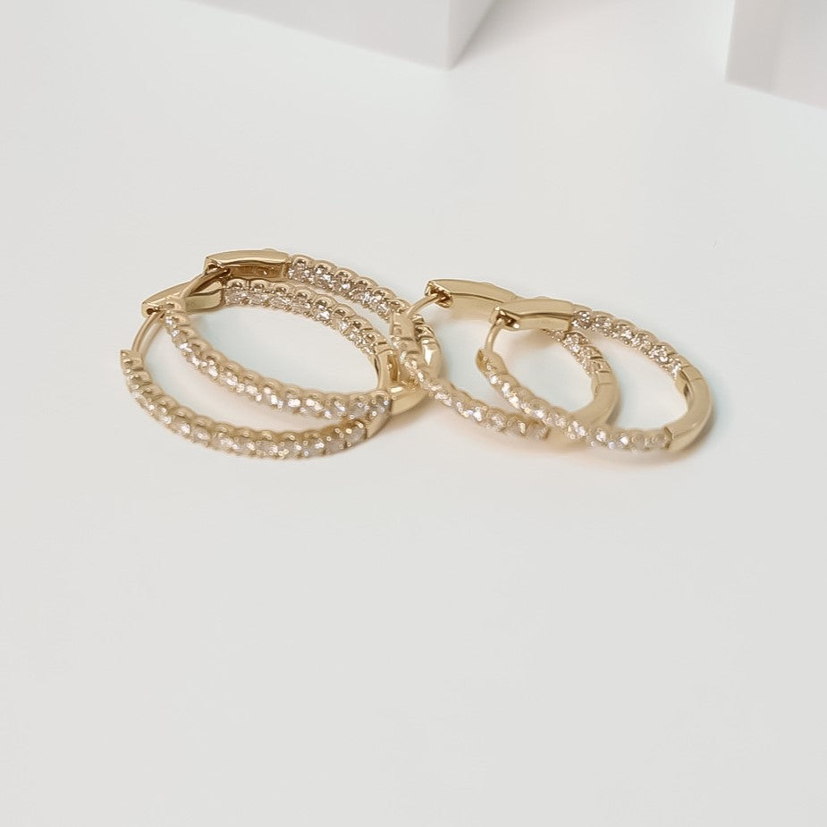 14k Gold Diamond Earring Hoop