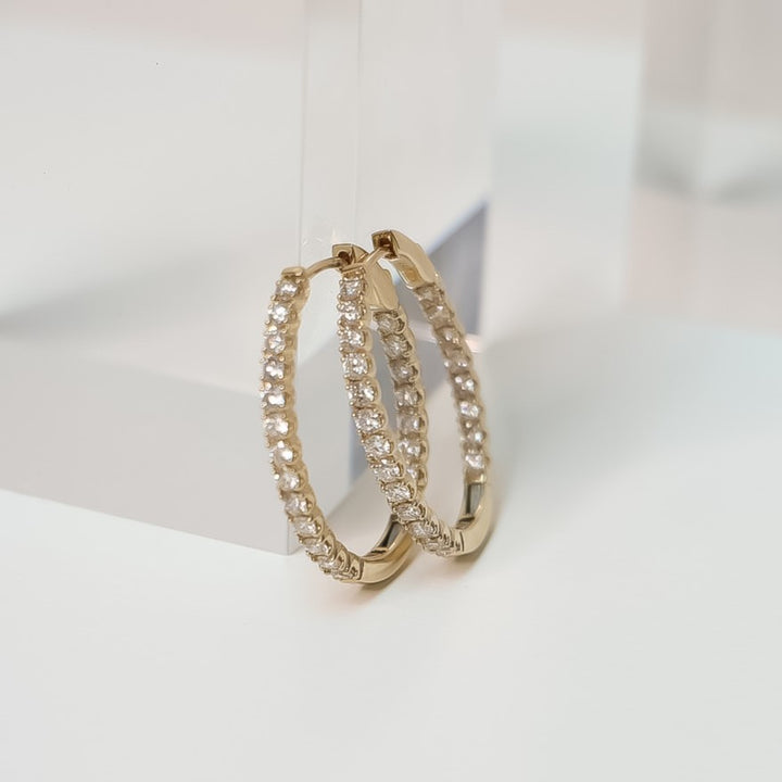 14k Gold Diamond Earring Hoop