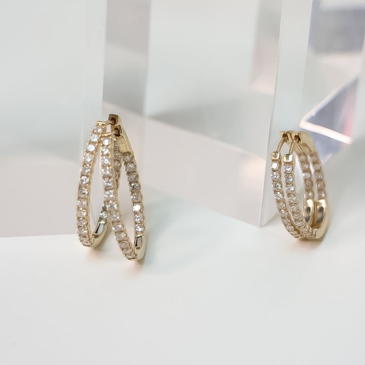 14k Gold Diamond Earring Hoop