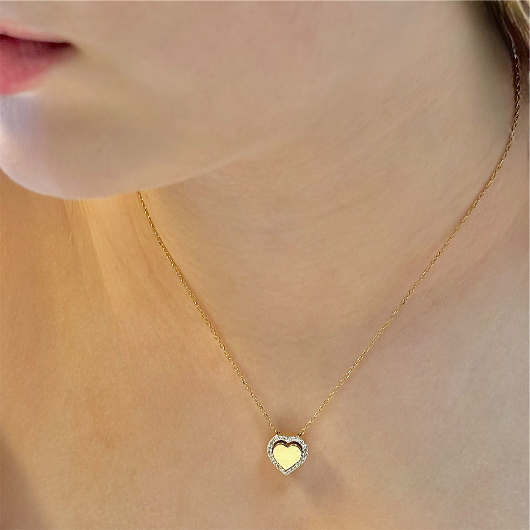 18k Gold Diamond Heart Necklace
