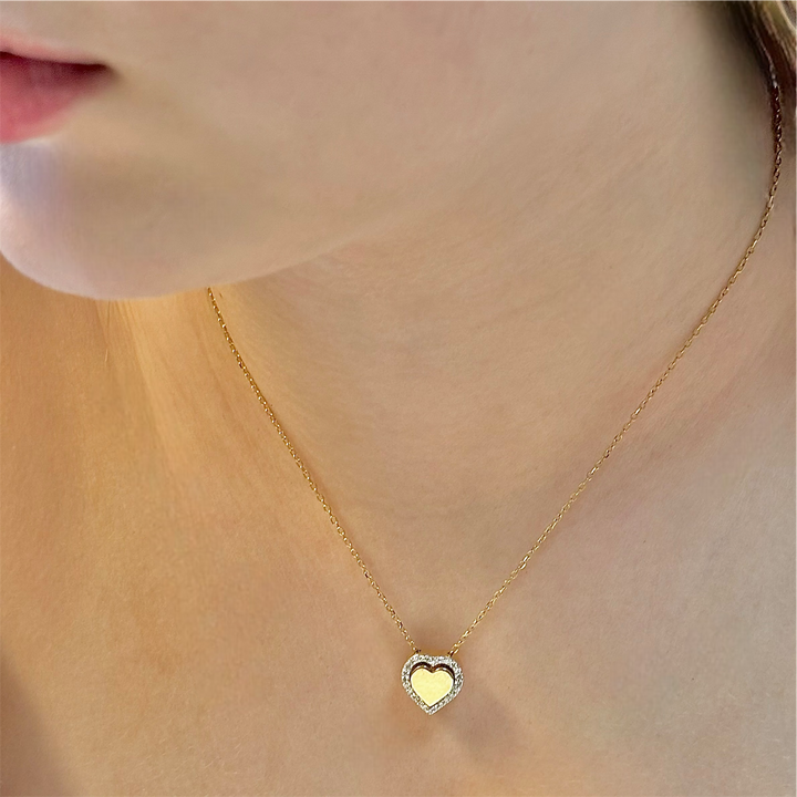 18k Gold Diamond Heart Necklace