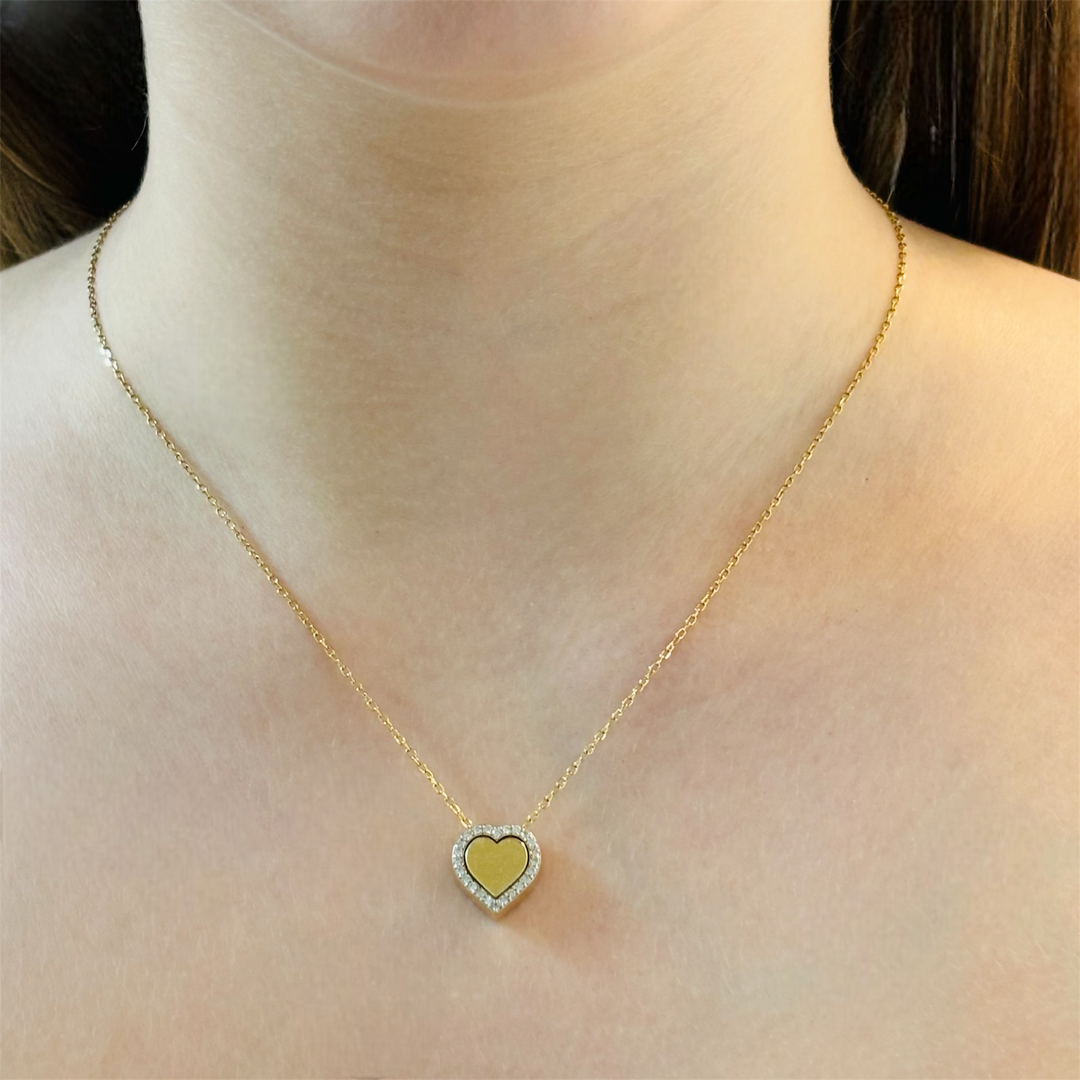 18k Gold Diamond Heart Necklace