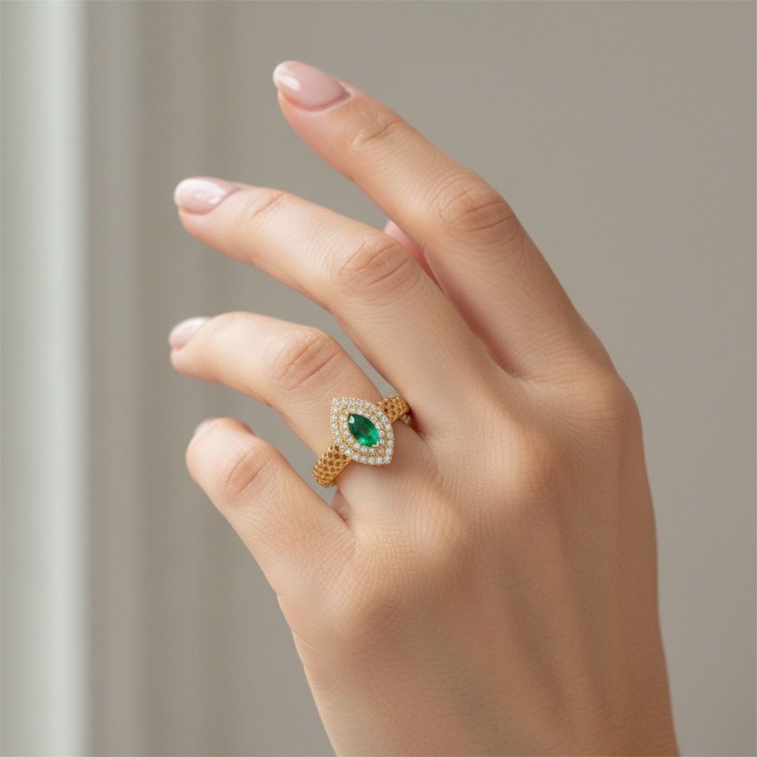 Marquise Emerald Gold Ring