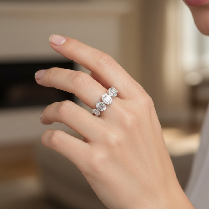 White Gold Oval Ring Diamond