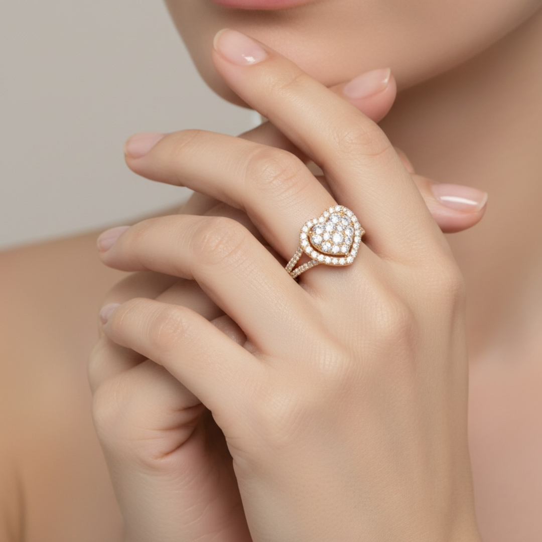Gold Heart Diamond Ring