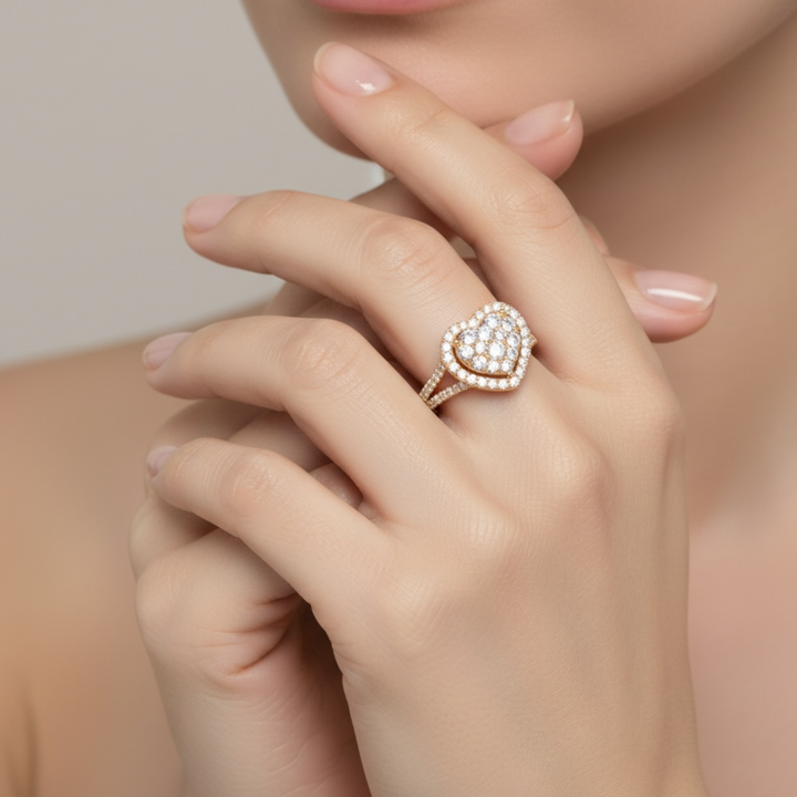 Gold Heart Diamond Ring