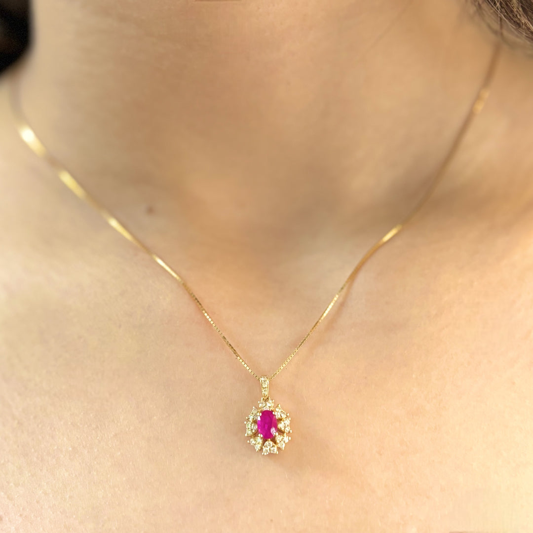 18k Gold Ruby Necklace