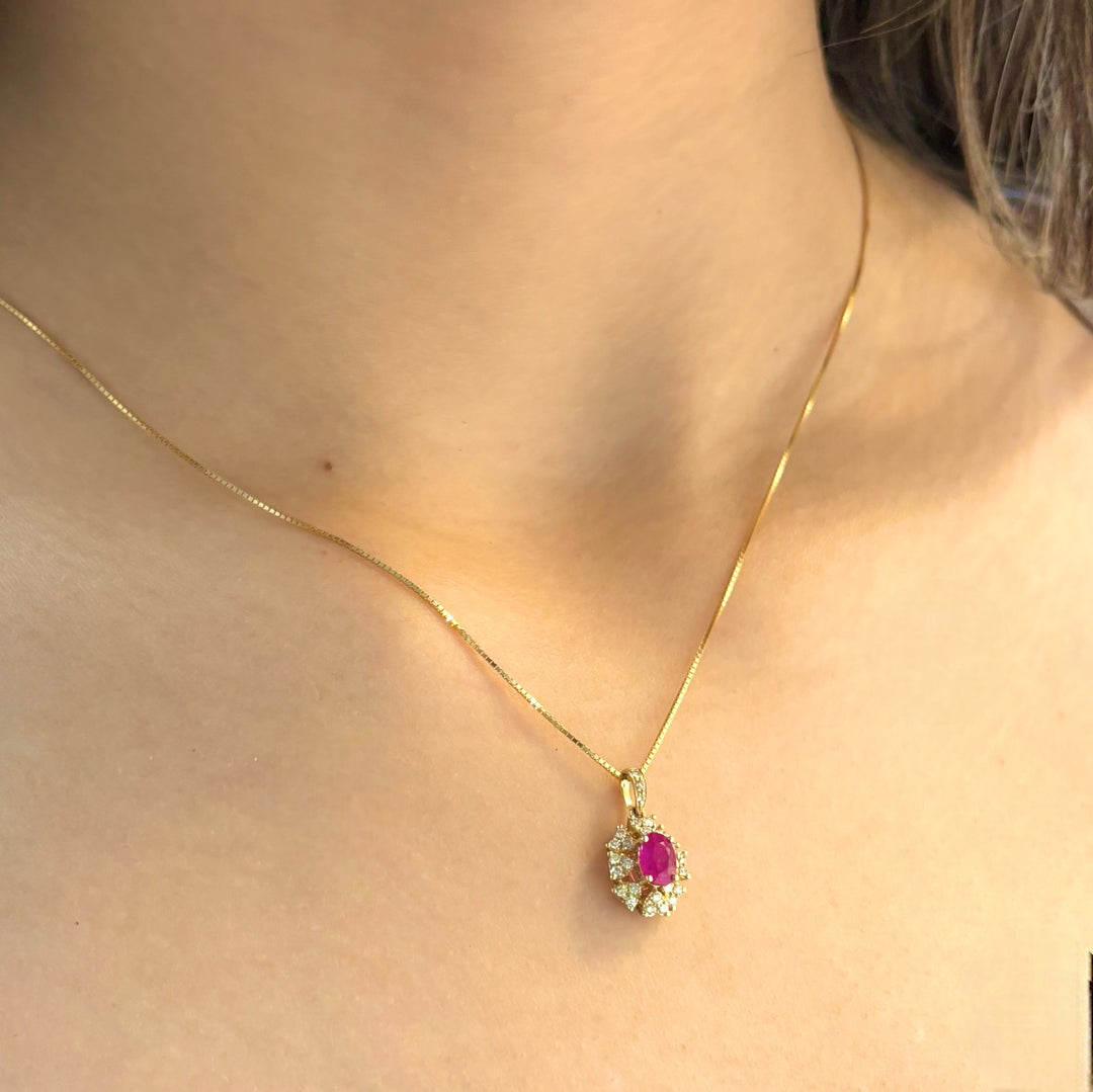 18k Gold Ruby Necklace