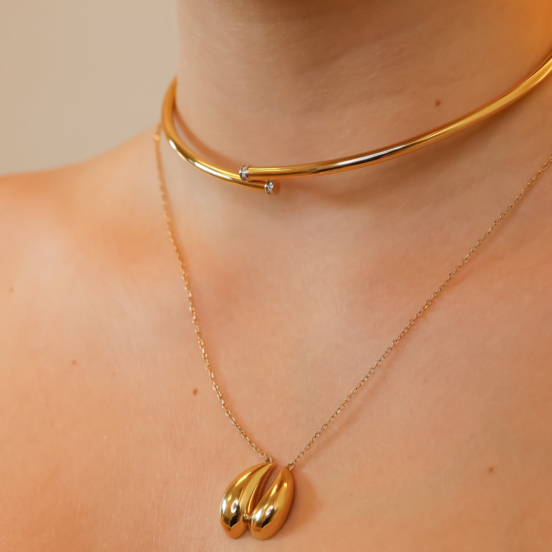 Double Teardrop Necklace 18k Gold