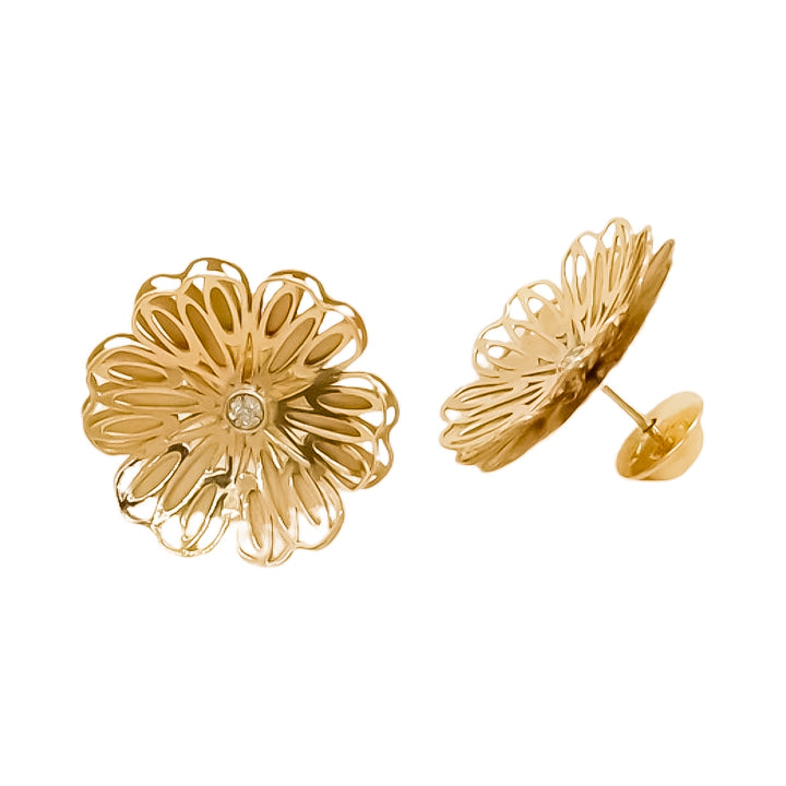 18k Gold Flower Earring