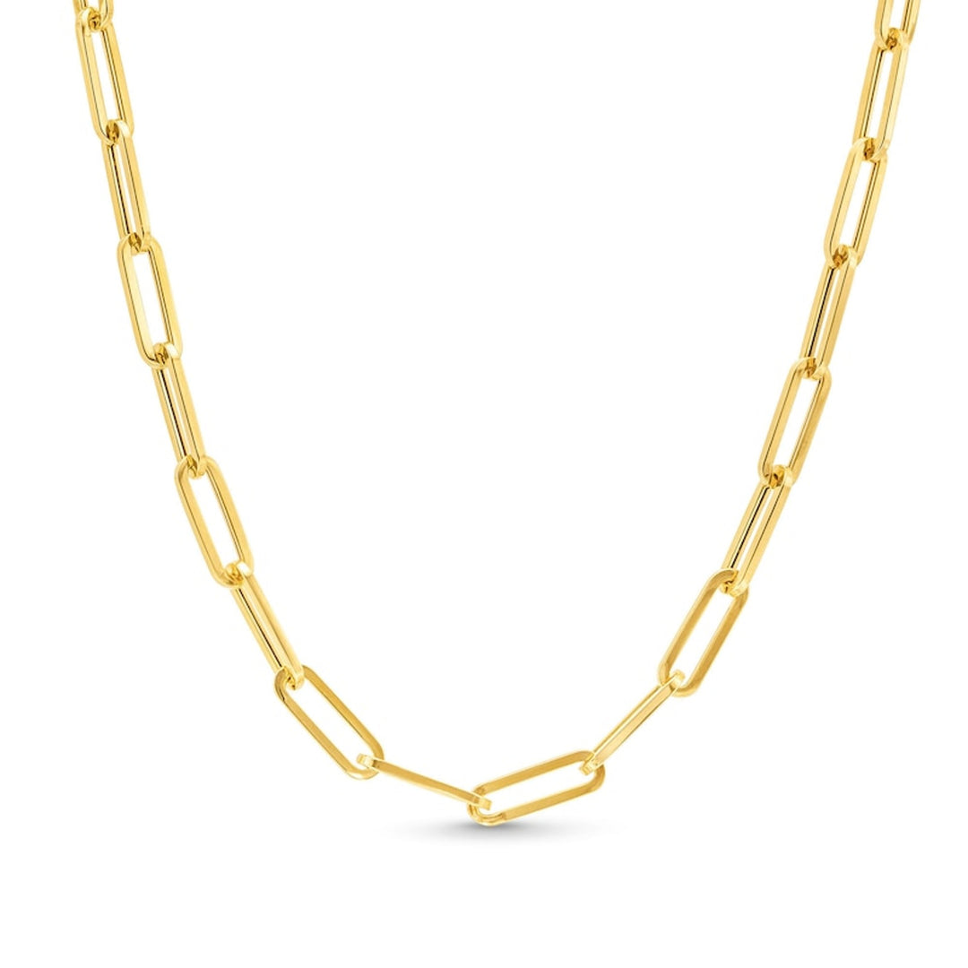 Colar com pingente de clipe de papel em ouro 10K - Tamanho da corrente: 45,7 cm (18 polegadas) - Tamanho do elo: 14,0 mm de comprimento, 4,2 mm de largura - Metal: Ouro amarelo 10K